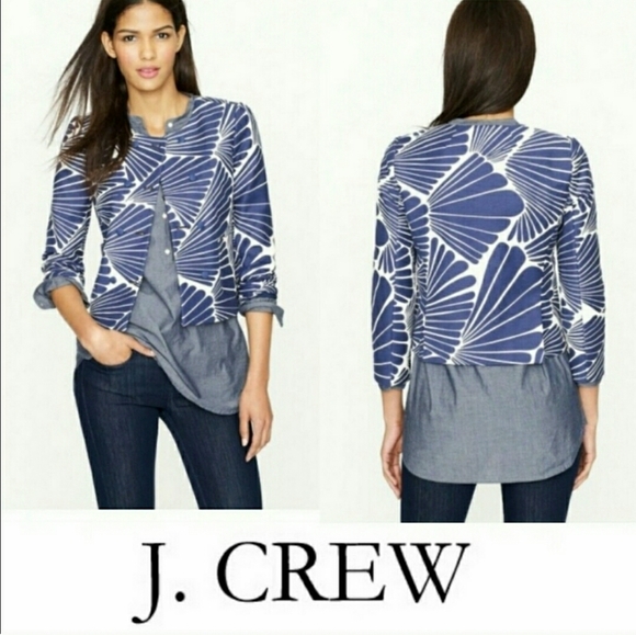 J Crew Navy White Fanfare Cropped Blazer 2 - Picture 2 of 14